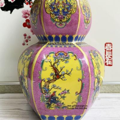 Bình Hồ Lô Họa Tiết Chim Hoa Tứ Qúy